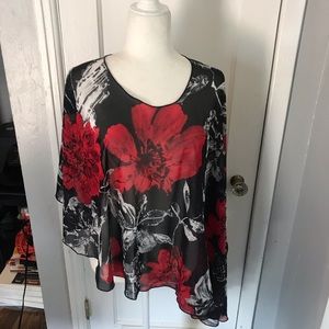 Joseph Ribkoff floral poncho style top